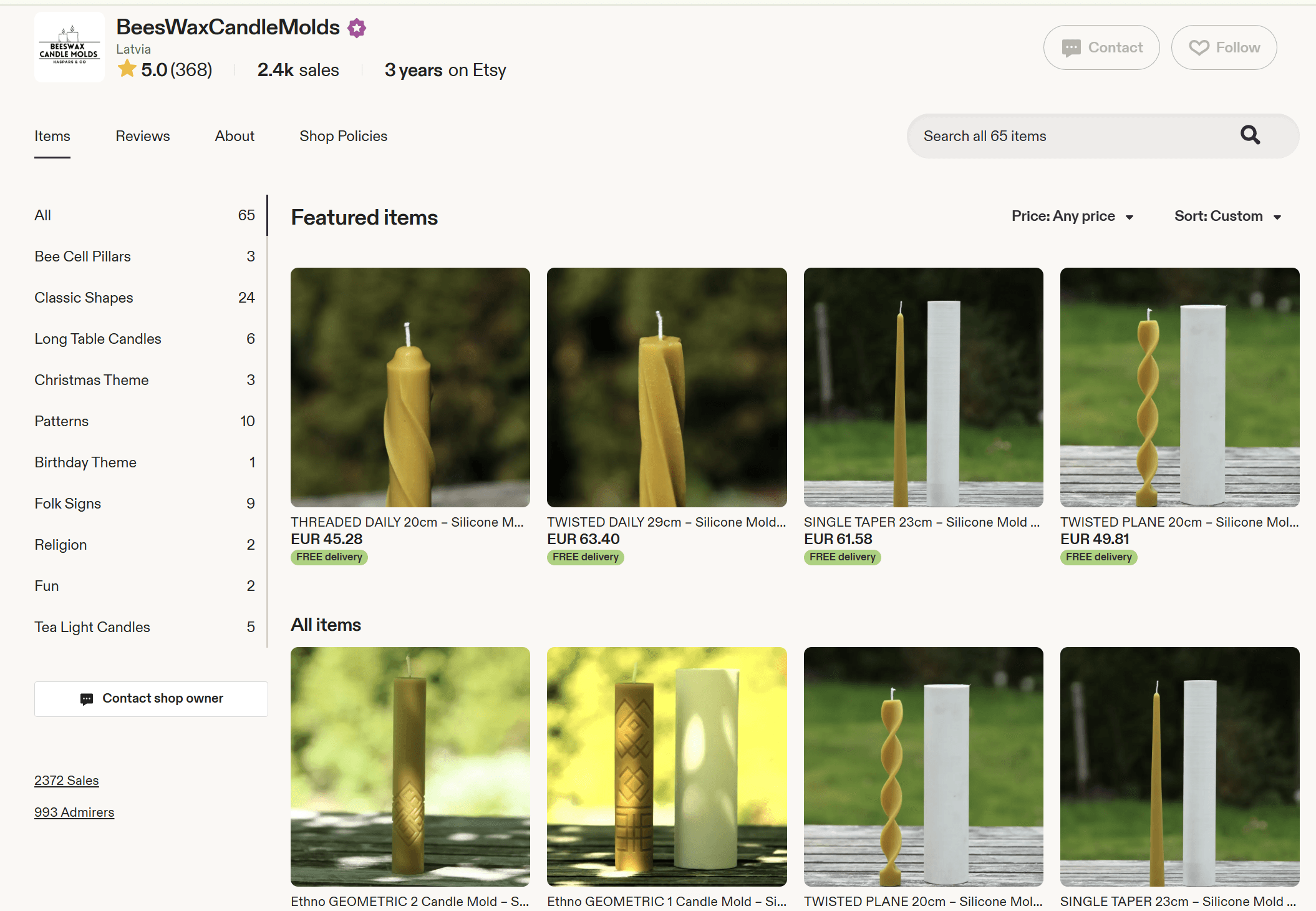 BeesWaxCandleMolds