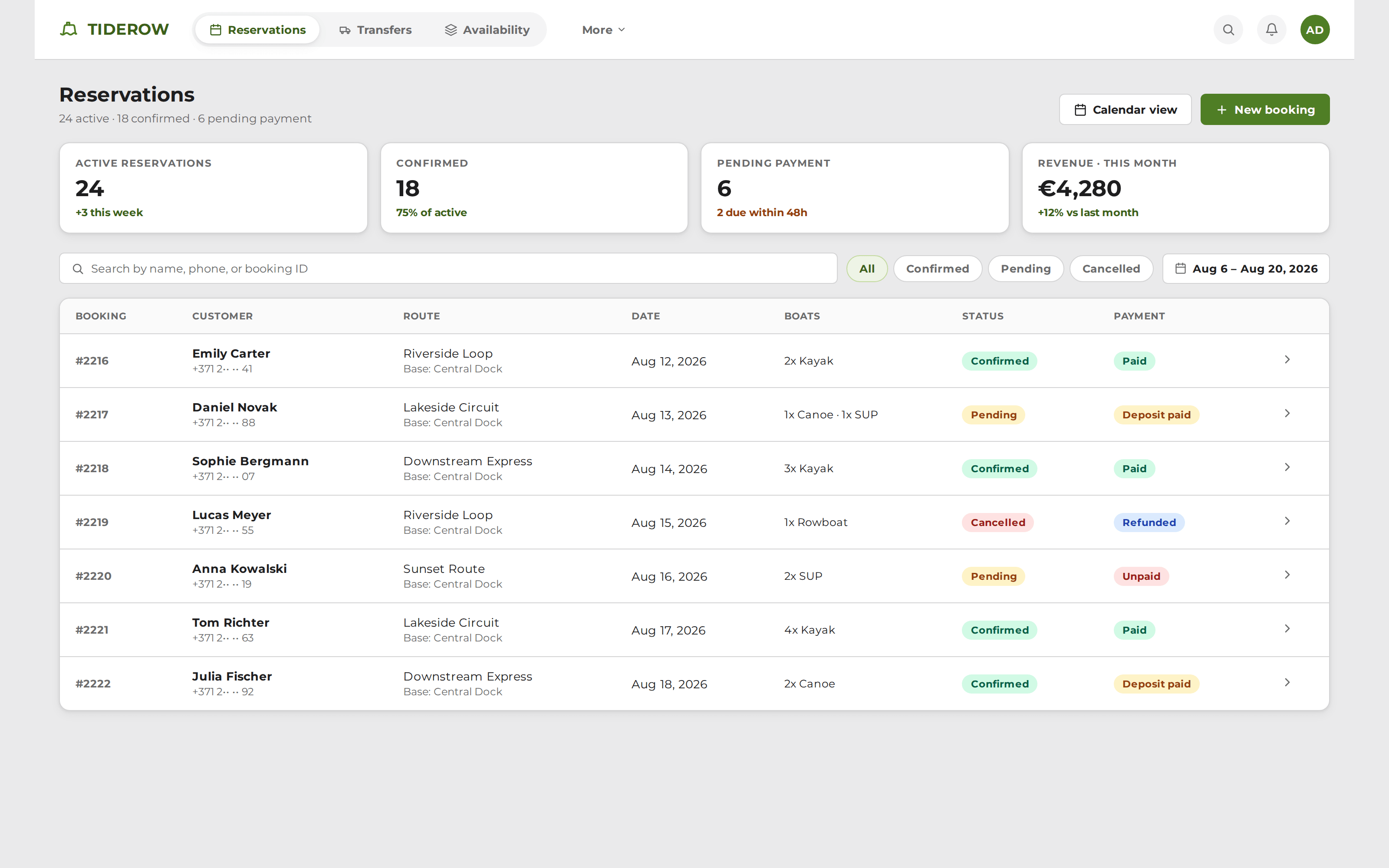 Boat Rental Management Dashboard